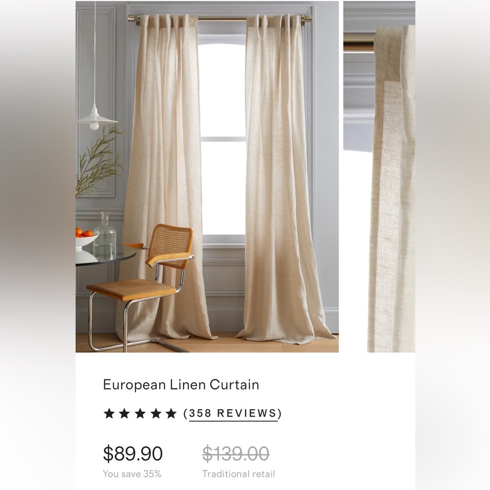 Quince Linen Curtain in Soft Beige - Picture 4 of 4